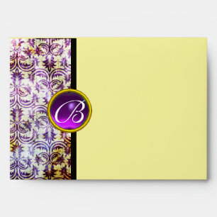 ANTIQUE DAMASK Violet Purple Amethyst Monogram Envelope