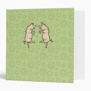 Antique Dancing Pigs: Whimsical Vintage Piggy Jig 3 Ring Binder