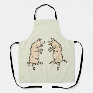 Antique Dancing Pigs: Whimsical Vintage Piggy Jig Apron