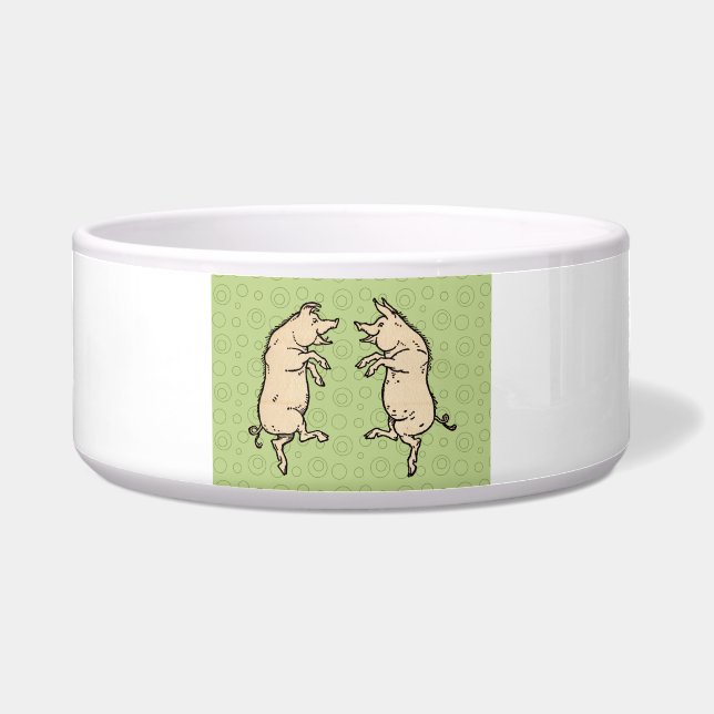 Antique Dancing Pigs: Whimsical Vintage Piggy Jig  Bowl (Front)