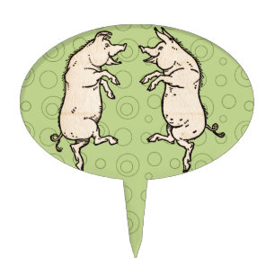 Antique Dancing Pigs: Whimsical Vintage Piggy Jig Cake Topper