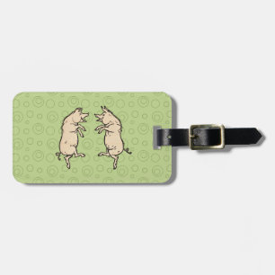 Antique Dancing Pigs: Whimsical Vintage Piggy Jig Luggage Tag
