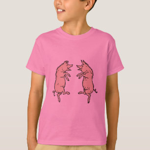 Antique Dancing Pigs: Whimsical Vintage Piggy Jig T-Shirt