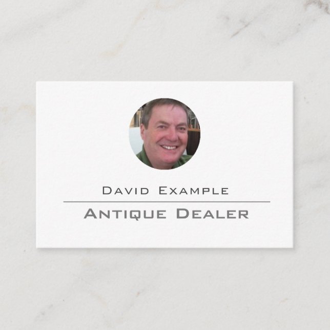 Antique Dealer with Photo of Holder Business Card (Front)