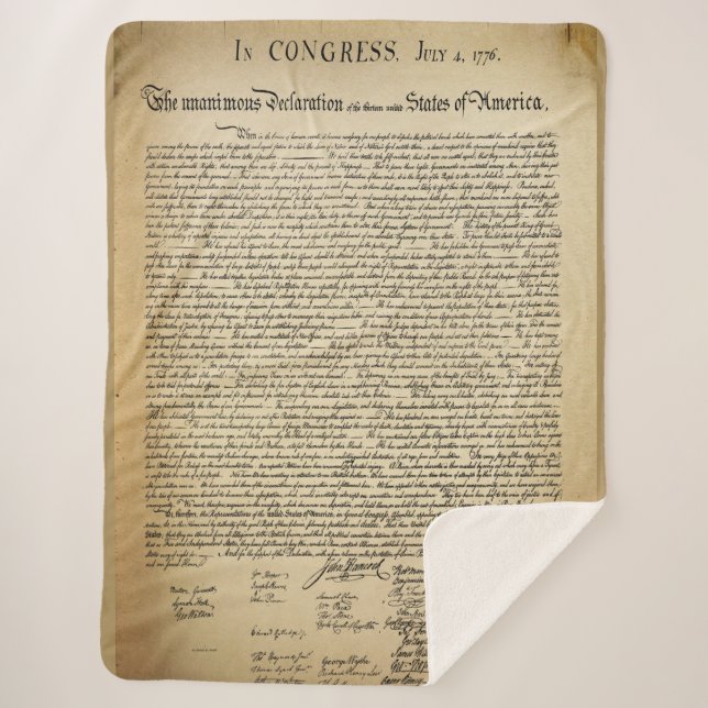 Antique Declaration of Independence Sherpa Blanket (Front)