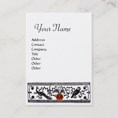 ANTIQUE DECORANIMALS RUBY MONOGRAM Black White Business Card