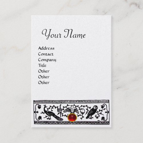 ANTIQUE DECORRED RUBY MONOGRAMBlack White Pearl Business Card