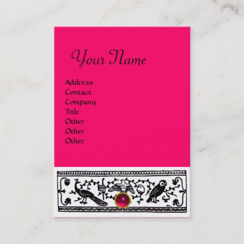 ANTIQUE DECOR RUBY  MONOGRAM pink red Business Card
