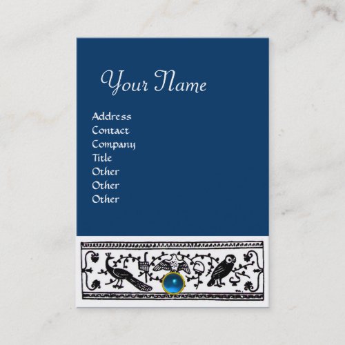 ANTIQUE DECOR SAPPHIRE  MONOGRAM blue Business Card