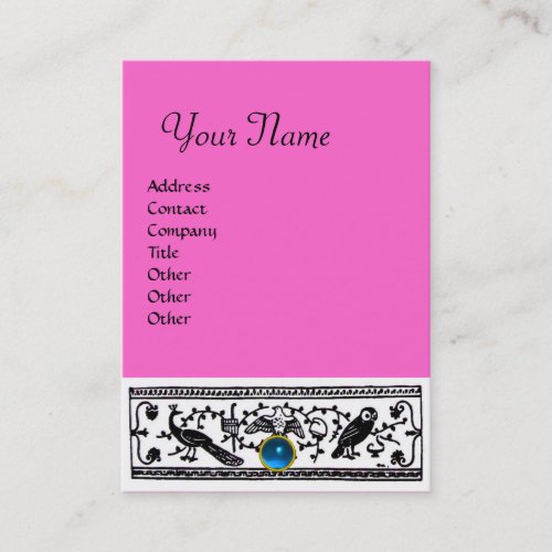 ANTIQUE DECOR SAPPHIRE  MONOGRAM blue pink Business Card