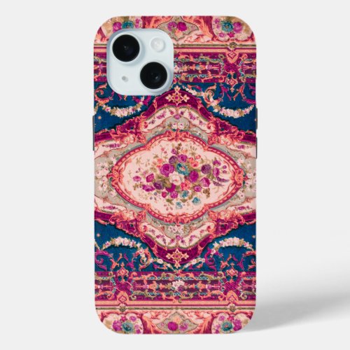 Antique Decorative Floral Carpet Pattern iPhone 15 Case