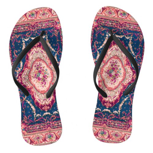 Antique Decorative Floral Carpet Pattern Flip Flops