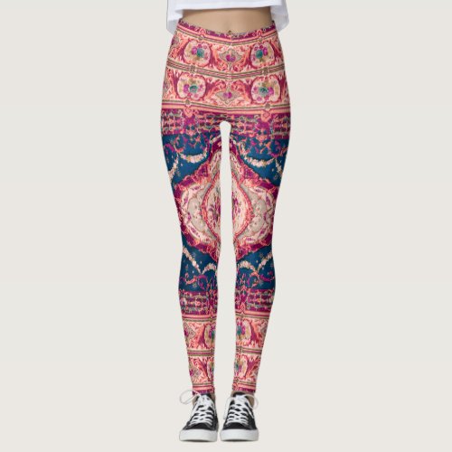 Antique Decorative Floral Carpet Pattern Leggings