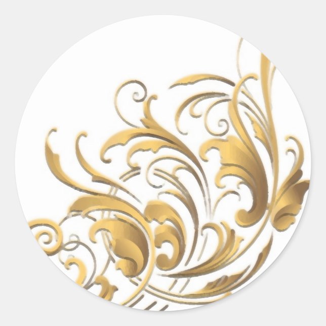 Antique Decorative Flourishes Classic Round Sticker (Front)