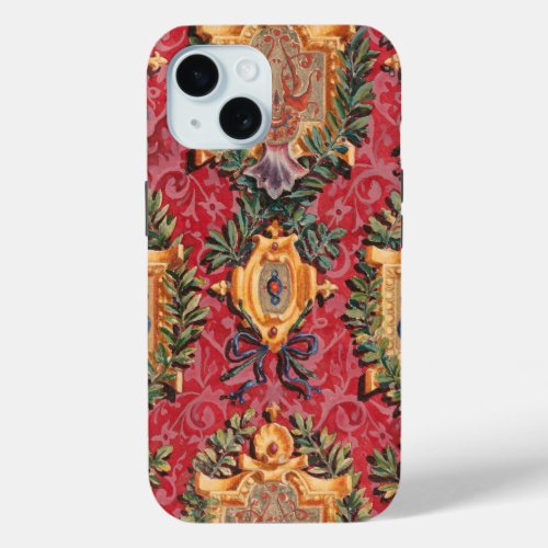 Antique Decorative French Floral Pattern iPhone 15 Case