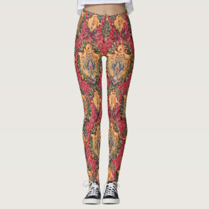 Antique Decorative French Floral Pattern Leggings