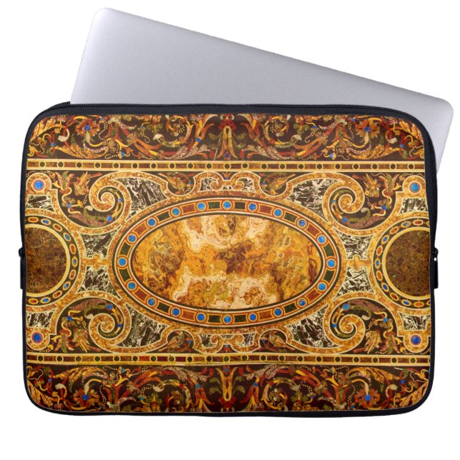 Antique Decorative Italian Gemstone Pattern Laptop Sleeve (Front)