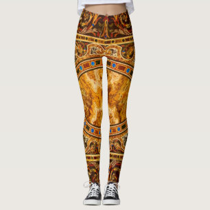 Antique Decorative Italian Gemstone Pattern Leggings