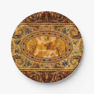 Antique Decorative Italian Gemstone Pattern Paper Plates