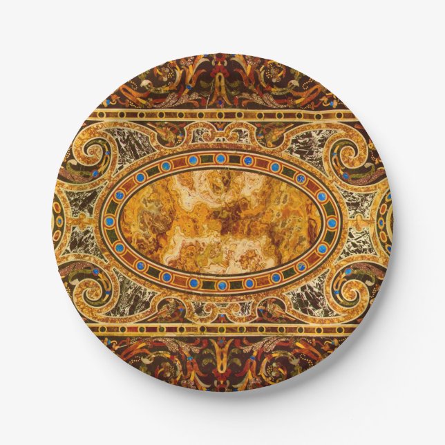 Antique Decorative Italian Gemstone Pattern Paper Plates (Front)