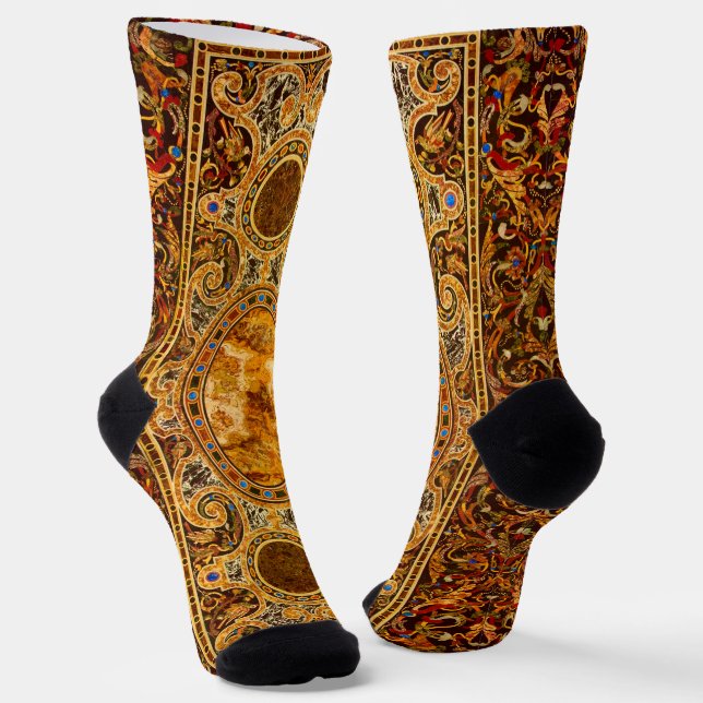 Antique Decorative Italian Gemstone Pattern Socks (Angled)