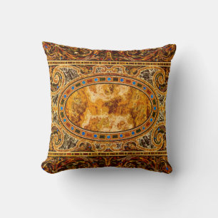 Antique Decorative Italian Gemstone Pattern Throw Pillow