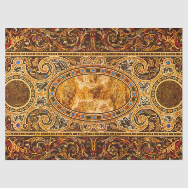 Antique Decorative Italian Gemstone Pattern Tissue Paper (Front)