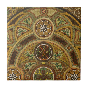 Antique Decorative Wooden Print Ceramic Tile