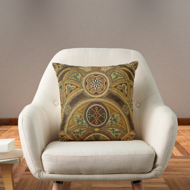 Antique Decorative Wooden Print Throw Pillow (Creator Uploaded)