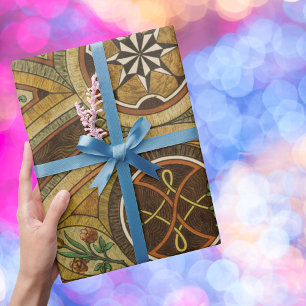 Antique Decorative Wooden Print Wrapping Paper