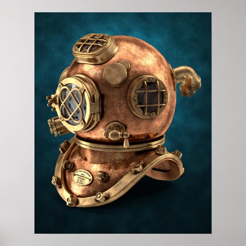 Antique Deep Sea Diving Helmet Poster