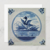 Antique Delft Blue Tile - Duck in the Water (Front/Back)