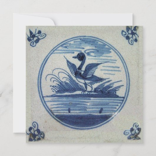 Antique Delft Blue Tile - Duck in the Water (Front)