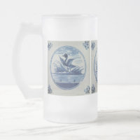 Antique Delft Blue Tile - Duck in the Water