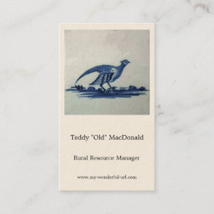 Antique Delft Blue Tile - Grouse in the Grass Business Card