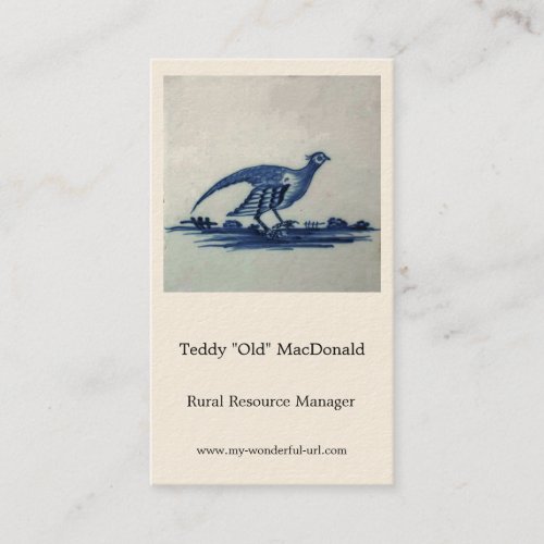 Antique Delft Blue Tile _ Grouse in the Grass Business Card