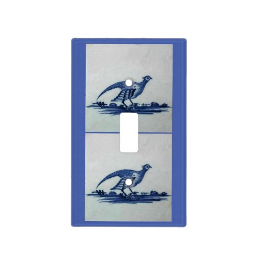 Antique Delft Blue Tile _ Grouse in the Grass Light Switch Cover