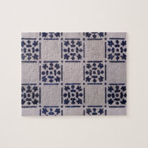 Antique Delft Blue White Pattern Dutch Tile Jigsaw Puzzle