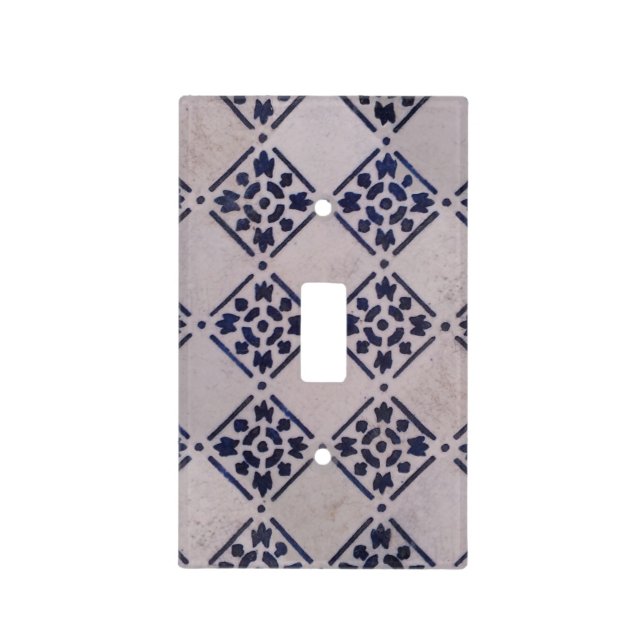 Antique Delft Blue White Pattern Dutch Tile Light Switch Cover (Front)