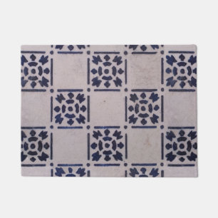 Antique Delft Tile Blue: Classic Dutch Art Pattern Doormat