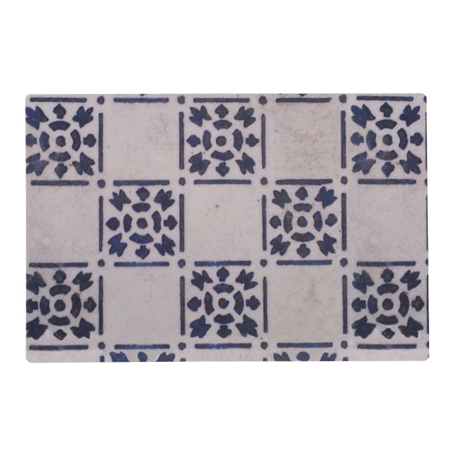 Antique Delft Tile Blue: Classic Dutch Art Pattern Placemat (Front)