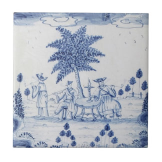 Antique Delft Tile-Pastoral Scene-Blue & White-16 Ceramic Tile