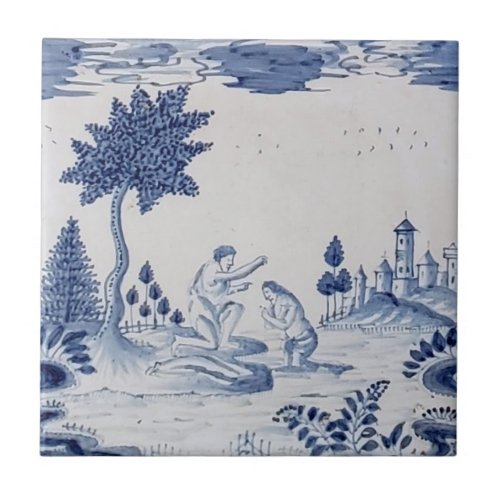 Antique Delft Tile_Pastoral Scene_Blue  White_18 Ceramic Tile