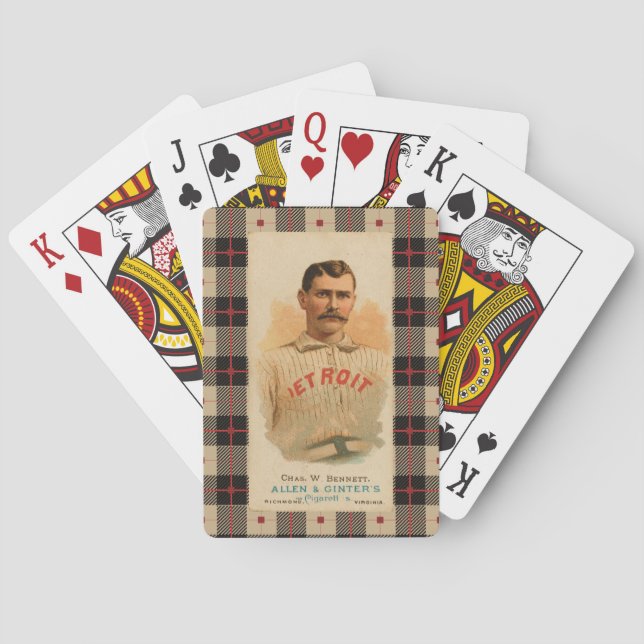 Antique Detroit Baseball Player Poker Cards (Back)