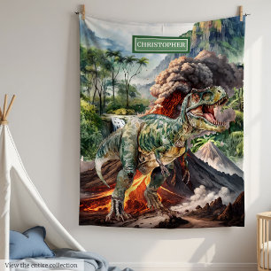 Antique Dinosaur Birthday Gift Personalized  Fleece Blanket