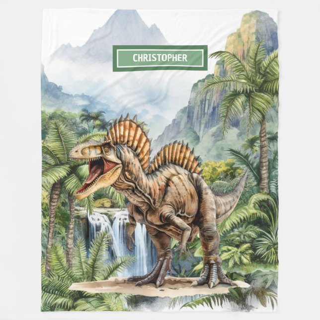 Antique Dinosaur Personalized Blanket Boys Gift (Front)