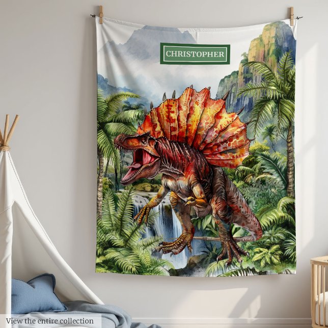 Antique Dinosaur Personalized Kids Birthday Fleece Blanket (Antique Dinosaur Personalized Kids Birthday Fleece Blanket)