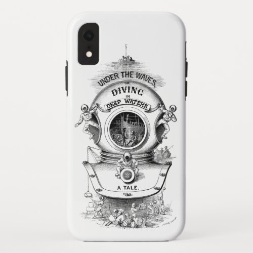 Antique diving helmet nautical black white iPhone XR case