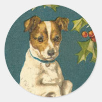 Antique Dog Christmas sticker