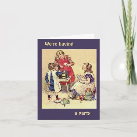 Antique Doll Party Invitation Notecard